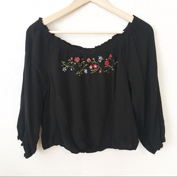 Candie's Tops - Candies Off The Shoulder Embroidered Floral Blouse